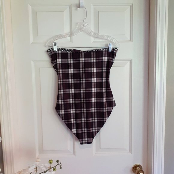 NWT Volcom reversible plaid one piece swimsuit, M - Picture 6 of 13